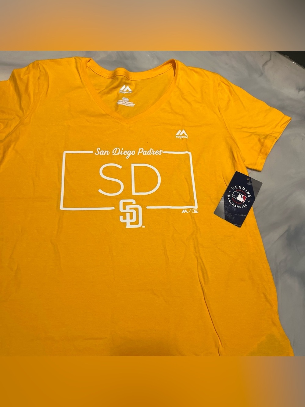 Majestic Yellow San Diego Padres V-Neck Tee